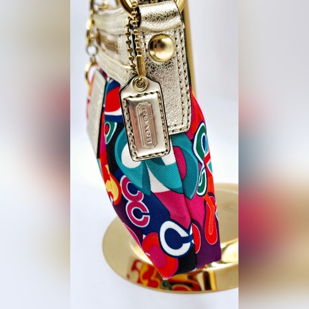 COACH POPPY Crossbody Nylon Op C Print Vibrant Colors - Picture 4 of 12